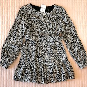 Forever 21 Floral Ditzy Print Belted Dress with Ruffle Hemline